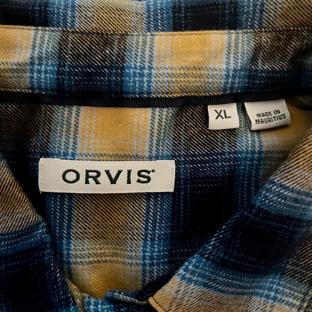 ORVIS Men’s Size XL Shirt Blue Flannel Plaid Button Down NEW NIB